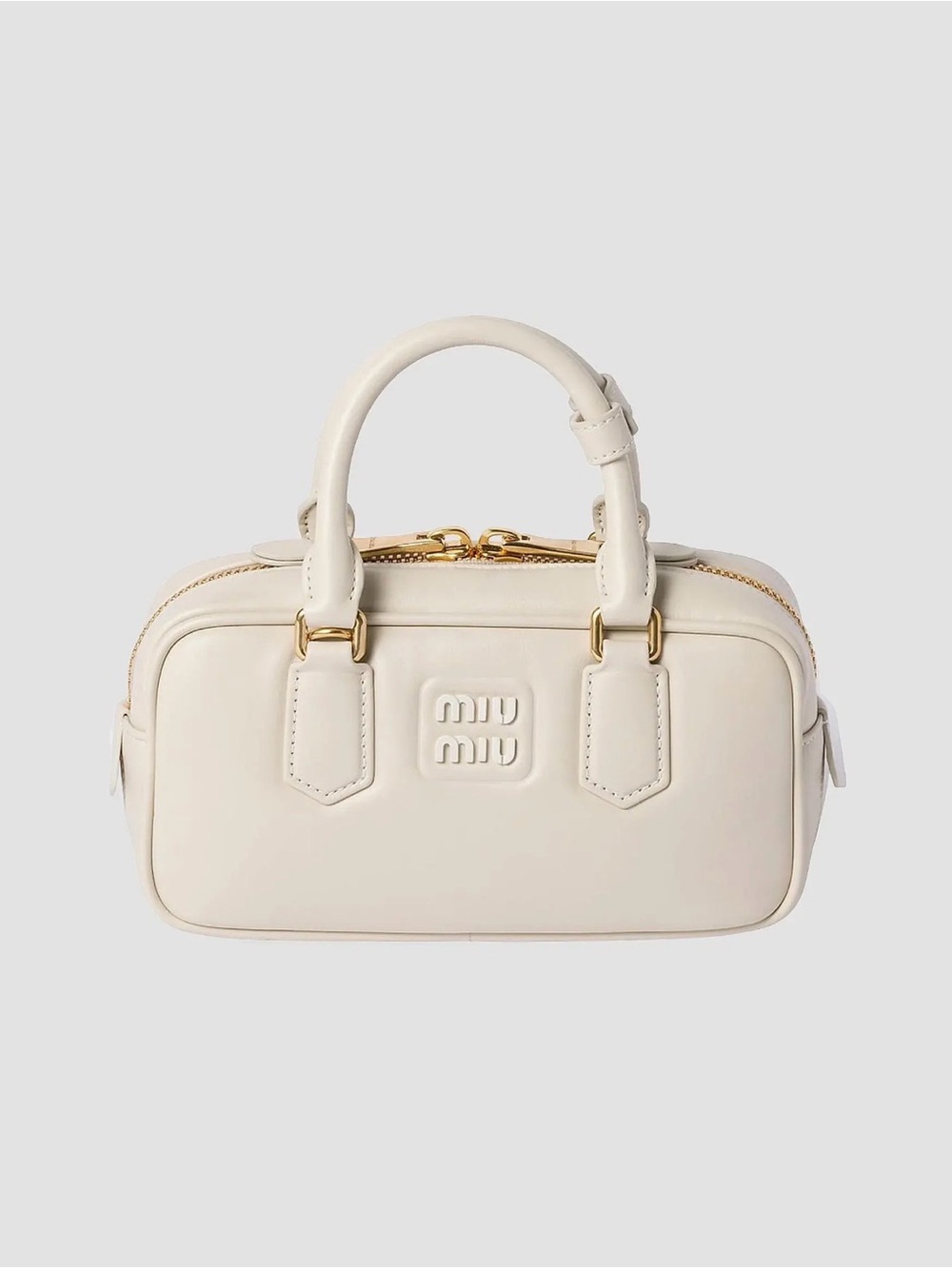 Miu Miu Cream Leather Mini Satchel with Gold Hardware